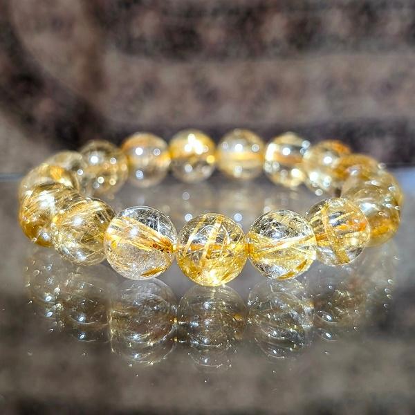 ルチルクオーツ ブレスレット 12mm玉　 パワーストーン 風水 希少 レア 高品質 |  | 01