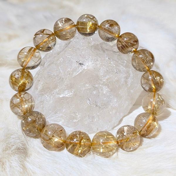 ルチルクオーツ ブレスレット 12mm玉　 パワーストーン 風水 希少 レア 高品質 |  | 02