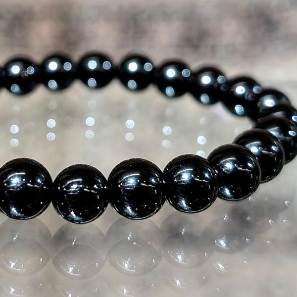 モリオン ブレスレット 8mm玉　 パワーストーン 風水 希少 レア 高品質 黒水晶 | 