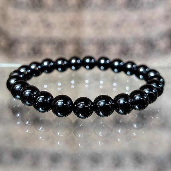 モリオン ブレスレット 8mm玉　 パワーストーン 風水 希少 レア 高品質 黒水晶 |  | 01