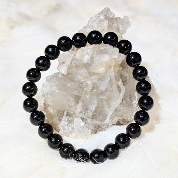 モリオン ブレスレット 8mm玉　 パワーストーン 風水 希少 レア 高品質 黒水晶 |  | 02
