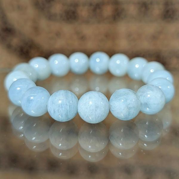 アクアマリン ブレスレット 12mm玉　 パワーストーン 風水 希少 レア 高品質 誕生石 |  | 01