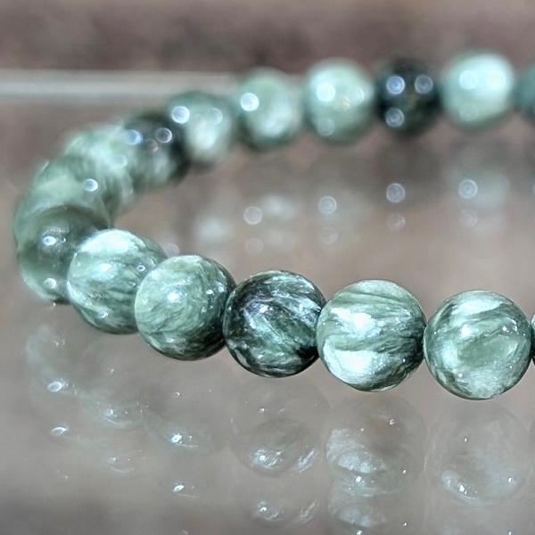 セラフィナイト ブレスレット 6mm玉　 パワーストーン 風水 希少 レア 高品質 | 