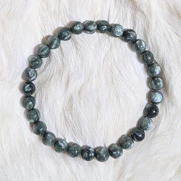 セラフィナイト ブレスレット 6mm玉　 パワーストーン 風水 希少 レア 高品質 |  | 03
