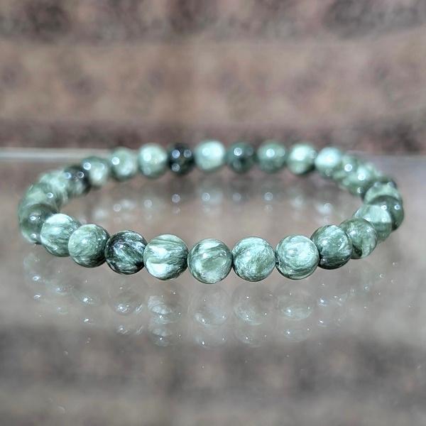 セラフィナイト ブレスレット 6mm玉　 パワーストーン 風水 希少 レア 高品質 |  | 01