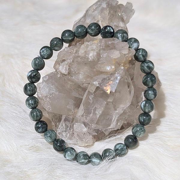 セラフィナイト ブレスレット 6mm玉　 パワーストーン 風水 希少 レア 高品質 |  | 02