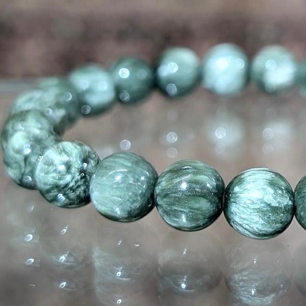 セラフィナイト ブレスレット 8mm玉　 パワーストーン 風水 希少 レア 高品質 | 