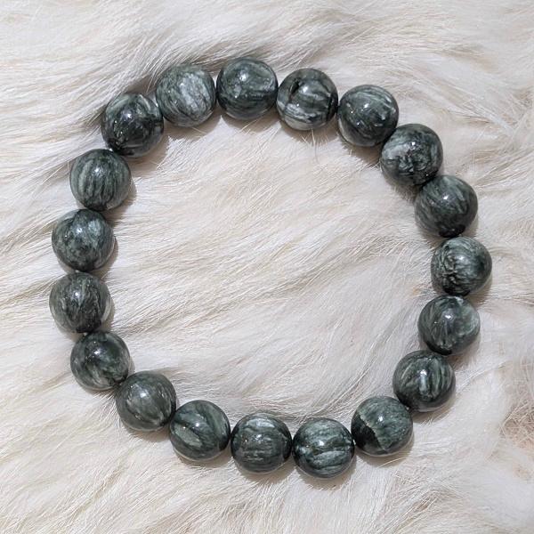 セラフィナイト ブレスレット 10mm玉　 パワーストーン 風水 希少 レア 高品質 |  | 03