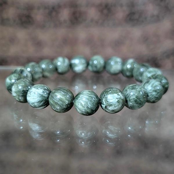 セラフィナイト ブレスレット 10mm玉　 パワーストーン 風水 希少 レア 高品質 |  | 01