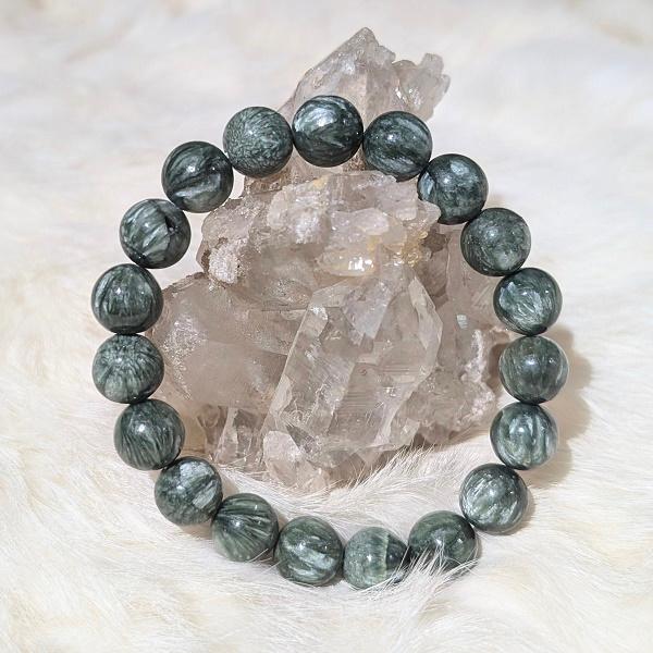 セラフィナイト ブレスレット 10mm玉　 パワーストーン 風水 希少 レア 高品質 |  | 02