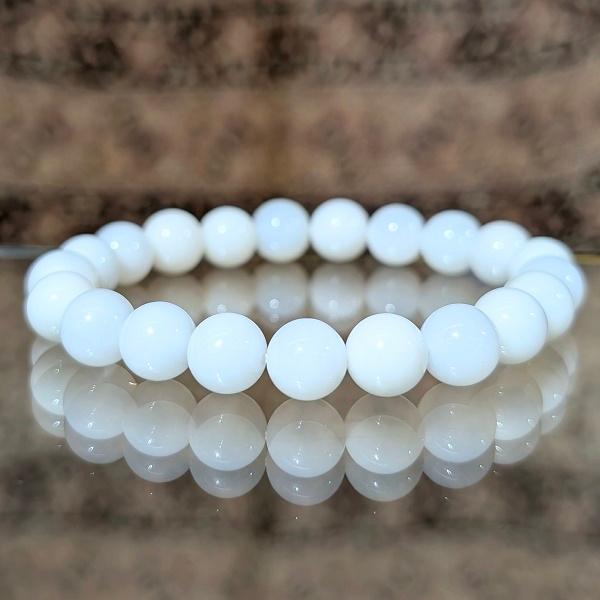 ホワイトオパール ブレスレット 10mm玉　 パワーストーン 風水 希少 レア 高品質 |  | 01