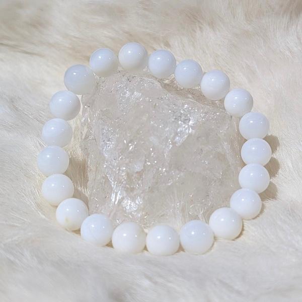 ホワイトオパール ブレスレット 10mm玉　 パワーストーン 風水 希少 レア 高品質 |  | 02