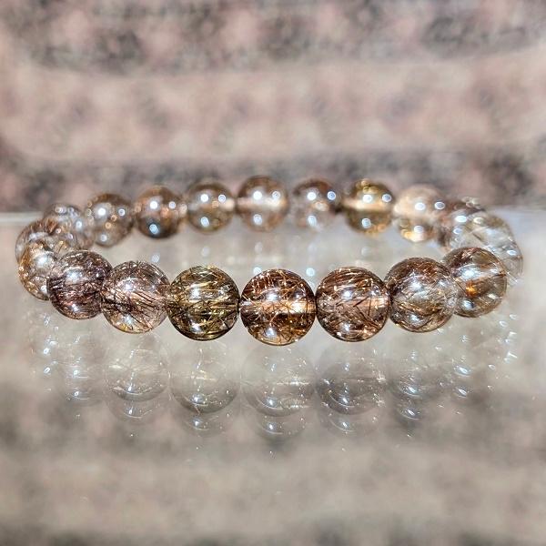 ブラウンルチルクオーツ ブレスレット 10mm玉　 パワーストーン 風水 希少 レア 高品質 |  | 01
