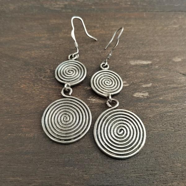 カレンシルバー ピアス ぐるぐる2連　カレン族 少数民族 タイ エスニック ハンドメイド |  | 01