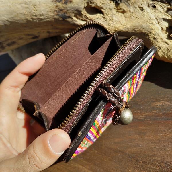 モン族刺繍 ウォレット　レザー 刺繍 タイ 少数民族 伝統 ハンドメイド |  | 04