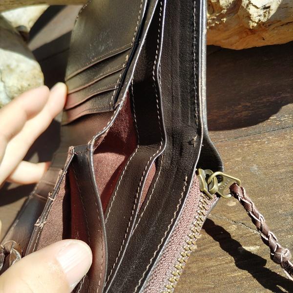 モン族刺繍 ウォレット　レザー 刺繍 タイ 少数民族 伝統 ハンドメイド |  | 03