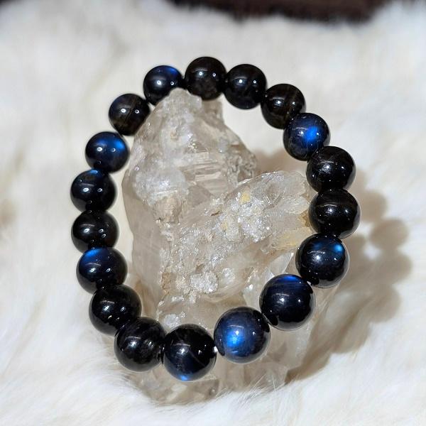 スペクトロライト ブレスレット 10mm玉　 パワーストーン 風水 ラブラドライト 希少 レア 高品質 | 