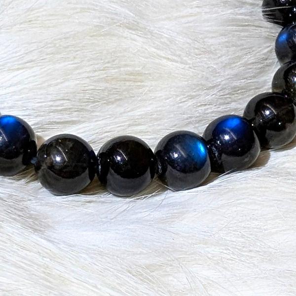スペクトロライト ブレスレット 8mm玉　 パワーストーン 風水 ラブラドライト 希少 レア 高品質 |  | 01
