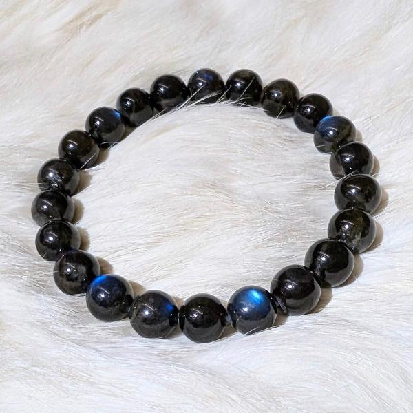 スペクトロライト ブレスレット 8mm玉　 パワーストーン 風水 ラブラドライト 希少 レア 高品質 |  | 02