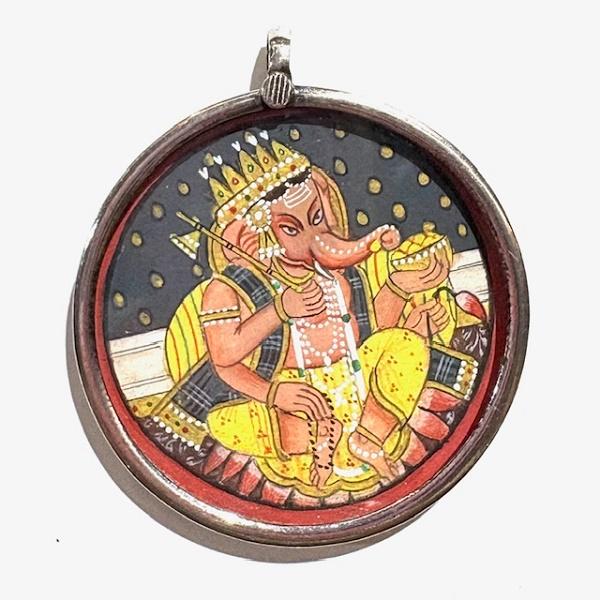 ガネーシャ アンティーク ペンダントトップ Lサイズ アクセサリー お守り 商売繁盛 幸運 開運 シルバー  神様 ヒンドゥー | 