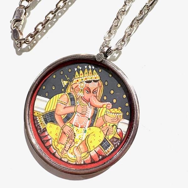 ガネーシャ アンティーク ペンダントトップ Lサイズ アクセサリー お守り 商売繁盛 幸運 開運 シルバー  神様 ヒンドゥー |  | 02