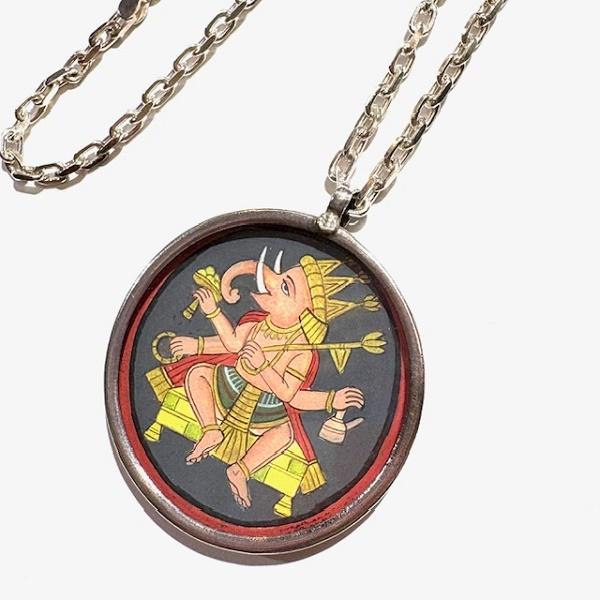 ガネーシャ アンティーク ペンダントトップ Lサイズ アクセサリー お守り 商売繁盛 幸運 開運 シルバー  神様 ヒンドゥー |  | 02