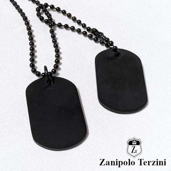 Zanipolo Terzini ネックレス ブラックダイアモンド ドッグタグ プレート　ザニポロタルツィーニ サージカルステンレス 金属アレルギー対応 シンプル メンズ | Zanipolo Terzini | 02