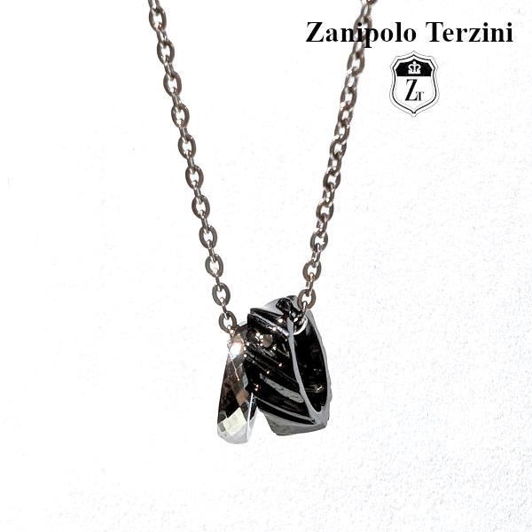Zanipolo Terzini ネックレス ダブルリング ブラックダイアモンド　ザニポロタルツィーニ サージカルステンレス製 金属アレルギー対応 シンプル メンズ | Zanipolo Terzini