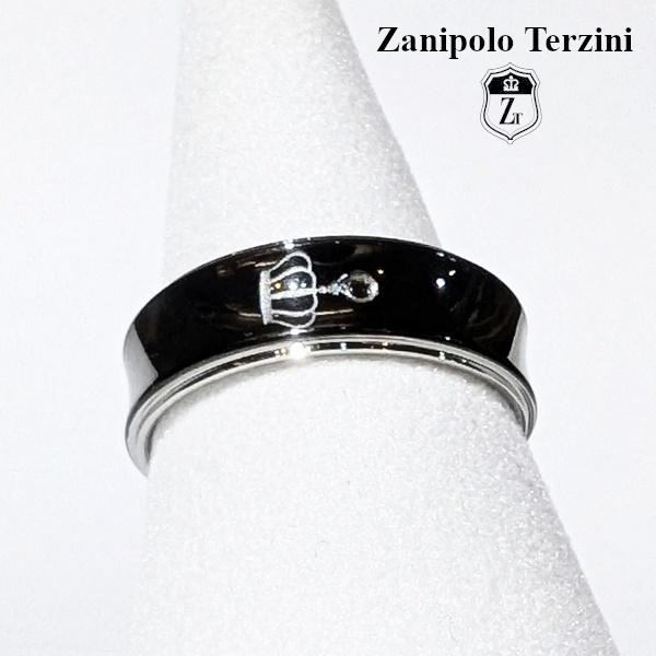 Zanipolo Terzini リング ダイアモンド クラウン ブラック ザニポロタルツィーニ サージカルステンレス 金属アレルギー対応 シンプル メンズ レディース ペア | Zanipolo Terzini
