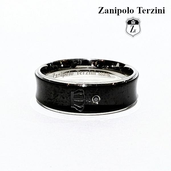 Zanipolo Terzini リング ダイアモンド クラウン ブラック ザニポロタルツィーニ サージカルステンレス 金属アレルギー対応 シンプル メンズ レディース ペア | Zanipolo Terzini | 01