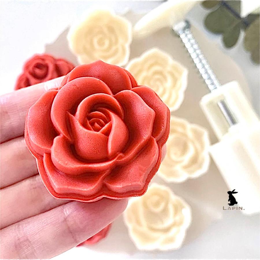 月餅型 バラ 花 お花 ローズ 薔薇 中国菓子 クッキー型 和菓子 砂糖