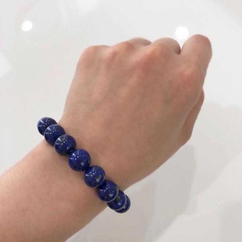 12月誕生石 ラピスラズリ 天然石 天然 無着色 ブレスレット ウルトラマリンブルー 高品質 青い石 BLUE 光る石 パイライト 瑠璃 (B14) |  | 03