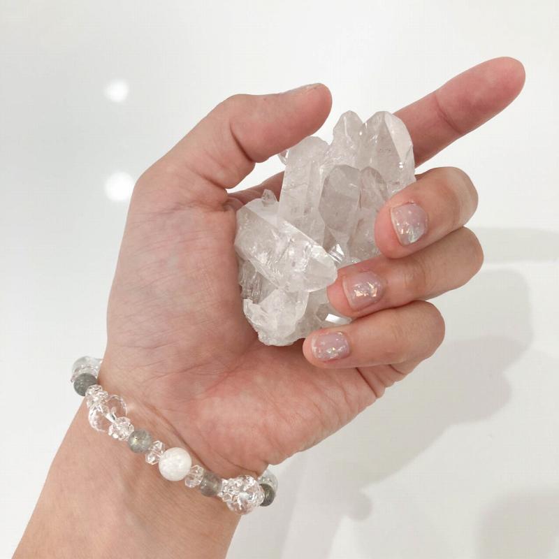 ブレスレット　ブルートパーズ　天然石　ゼオライト　ラブラドライト　水晶　(B20) |  | 02