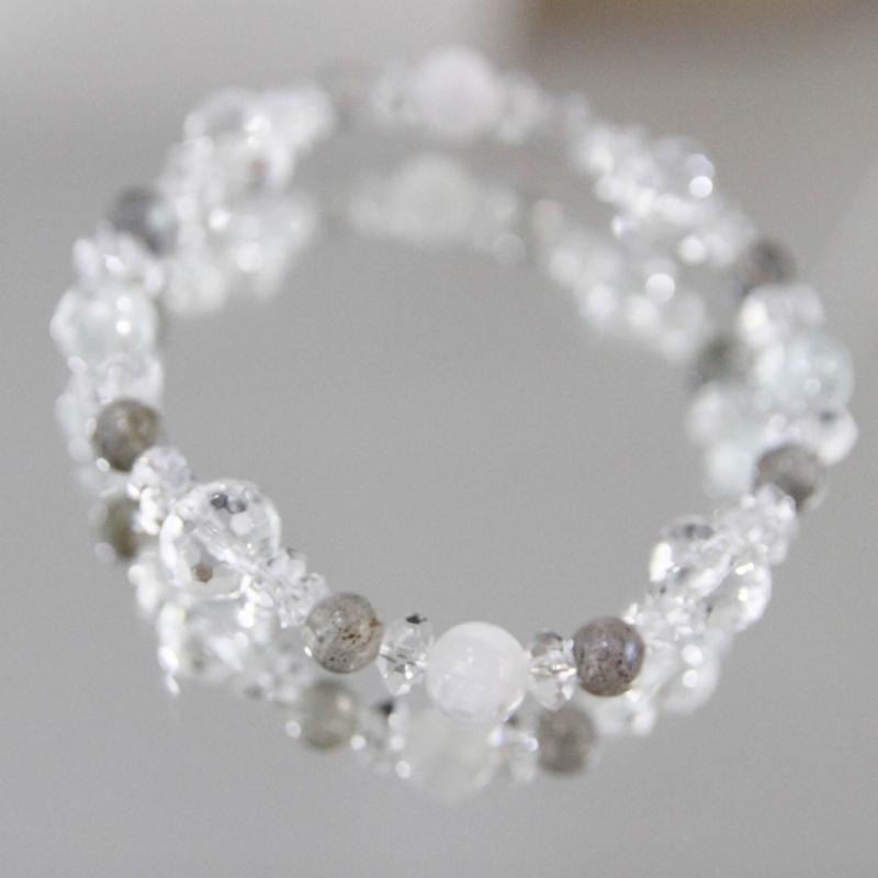 ブレスレット　ブルートパーズ　天然石　ゼオライト　ラブラドライト　水晶　(B20) |  | 04