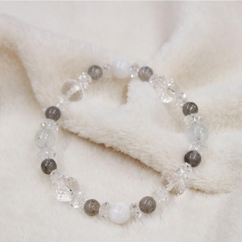 ブレスレット　ブルートパーズ　天然石　ゼオライト　ラブラドライト　水晶　(B20) |  | 05