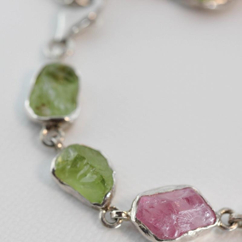 天然石 ブレスレット ラピスラズリ ピンクスピネル ペリドット 原石 シルバー 925  アジャスター付き (B23) |  | 03