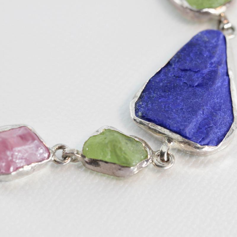 天然石 ブレスレット ラピスラズリ ピンクスピネル ペリドット 原石 シルバー 925  アジャスター付き (B23) |  | 04