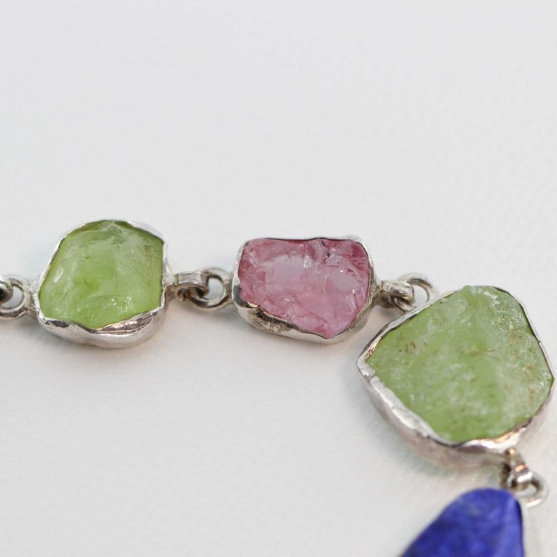 天然石 ブレスレット ラピスラズリ ピンクスピネル ペリドット 原石 シルバー 925  アジャスター付き (B23) |  | 05