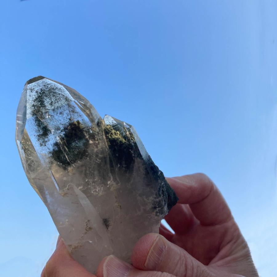 ガネーシュヒマール産 ヒマラヤ水晶 約276g クローライト (緑泥 ガネーシュヒマール産 ヒマラヤ水晶 約276g クローライト (緑泥