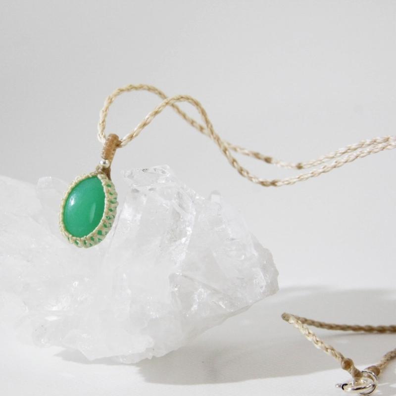 クリソプレーズ ペンダント マクラメ編み シルバー 天然石 パワーストーン ハンドメイド(MPN1) |  | 03