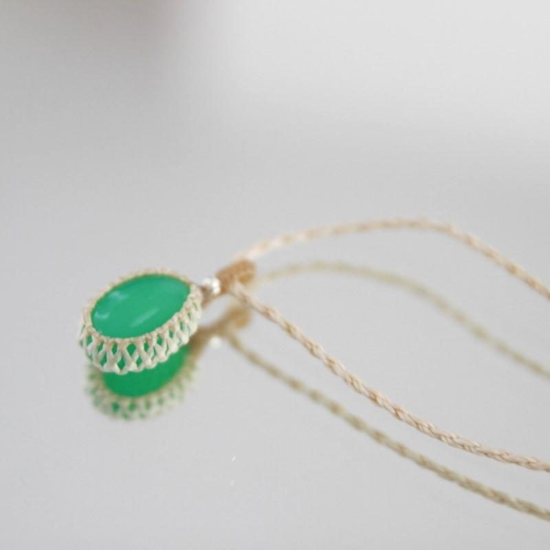 クリソプレーズ ペンダント マクラメ編み シルバー 天然石 パワーストーン ハンドメイド(MPN1) |  | 04