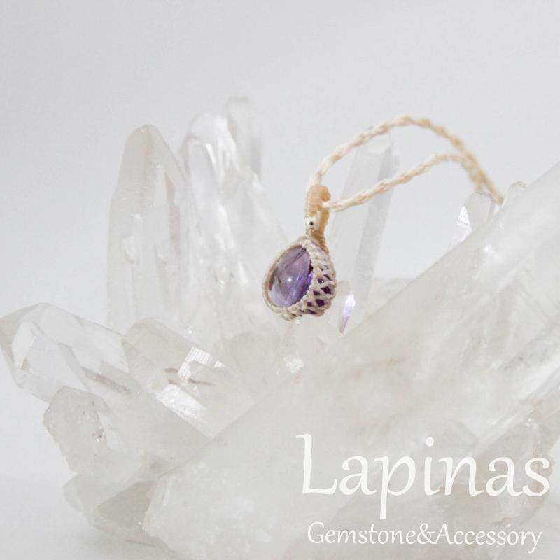 アメシスト ペンダント マクラメ編み シルバー ハンドメイド 天然石 パワーストーン(MPN5) | 