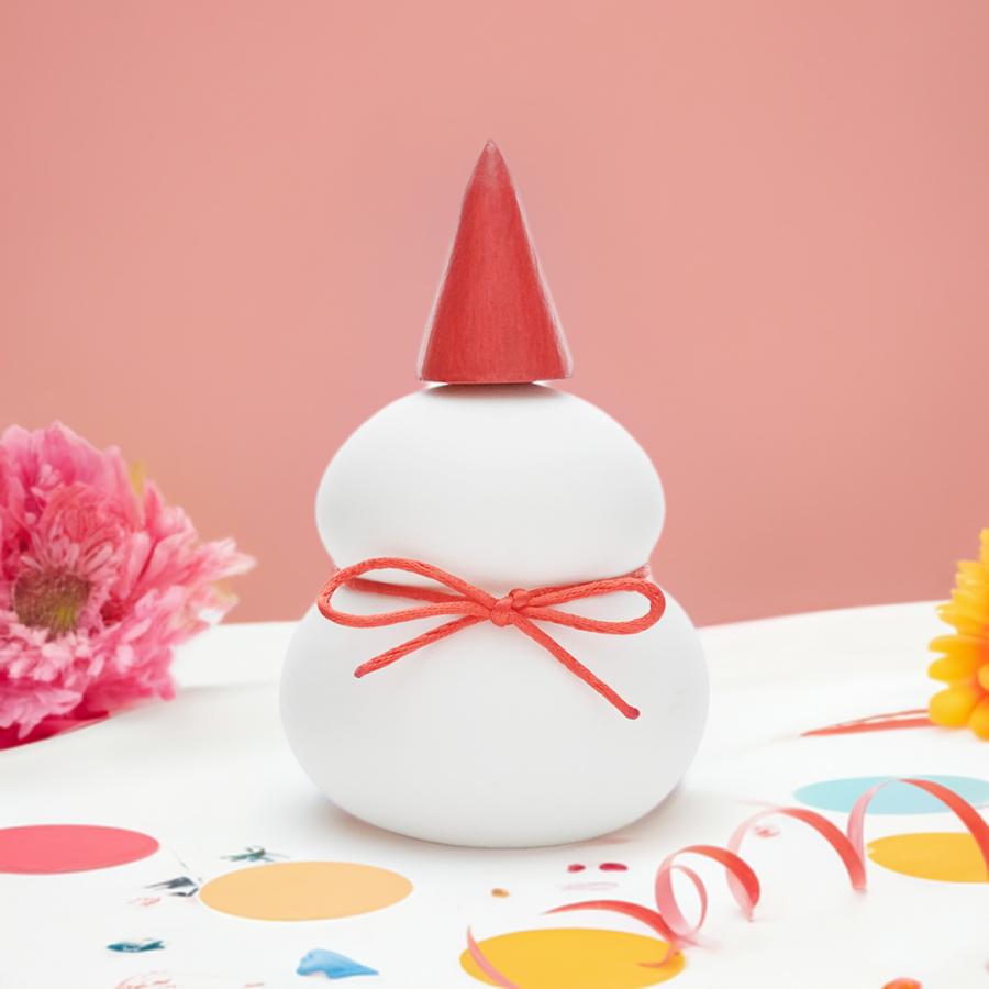 鏡餅のオブジェとしても使える 半磁器のLEDライト 雪だるま 電池付き 帽子付き 橙付き 飾り紐付き 緩衝材入りのボックス付き 手のひらサイズ ストーンウェア |  | 02
