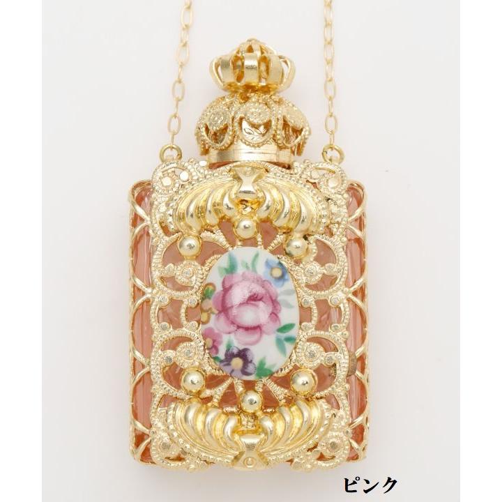 ザフラダアトマイザー ネックレス チェコ産 アミナコレクション 欧州航路 ガラス 銅合金アンティーク 香水瓶 ヴィンテージ 香水ボトル レトロ ロココ調 雑貨の画像