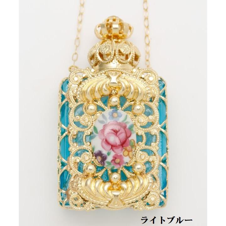 ザフラダアトマイザー ネックレス チェコ産 アミナコレクション 欧州航路 ガラス 銅合金アンティーク 香水瓶 ヴィンテージ 香水ボトル レトロ ロココ調 雑貨の画像