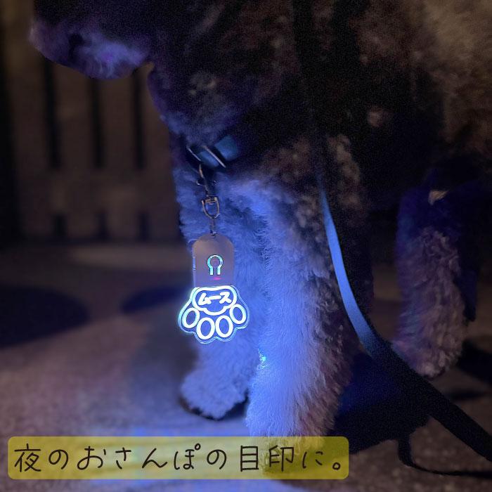 名前彫刻 光る ネームタグ ワンちゃん 犬 チャーム 迷子札 ペット キーホルダー 首輪 つける リード LEDライト レインボー 綺麗 かわいい おしゃれ |  | 01
