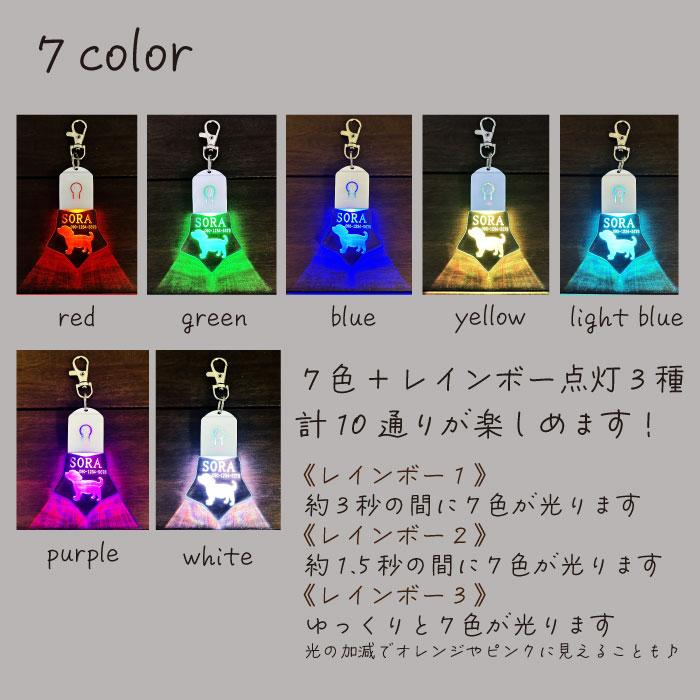 名前彫刻 光る ネームタグ ワンちゃん 犬 チャーム 迷子札 ペット キーホルダー 首輪 つける リード LEDライト レインボー 綺麗 かわいい おしゃれ |  | 03
