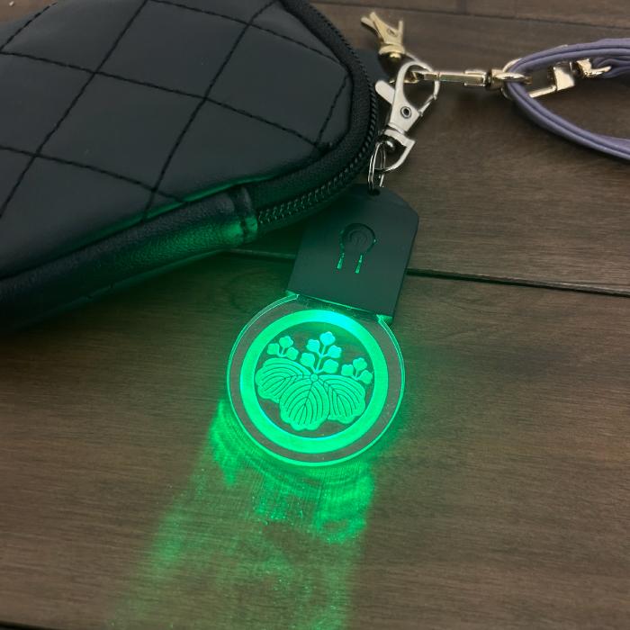 家紋 彫刻 光る キーホルダー チャーム LED 根付 武将 オリジナル 唯一無二 バッグチャーム ウォーキングライト キーリング 鍵 鞄 LEDライト |  | 07