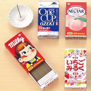 選べる3点セット ミニ寸線香 カメヤマローソク ミルキー いちごみるく ネクター すいか カレー ボンタンアメ サクマドロップス ハッカ油 |  | 05