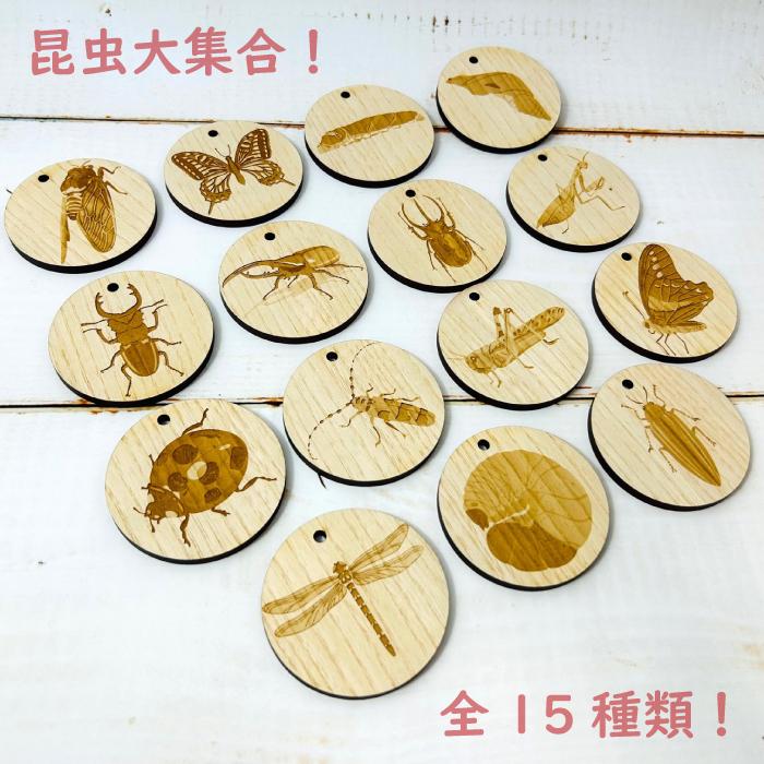 名入れ可能！》 木製 昆虫 キーホルダー 選べる 全15種 目立つ 大きい